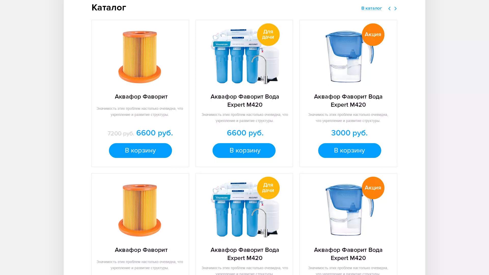 Создание интернет-магазина «Водолей» по продаже фильтров очистных сооружений в Макарове