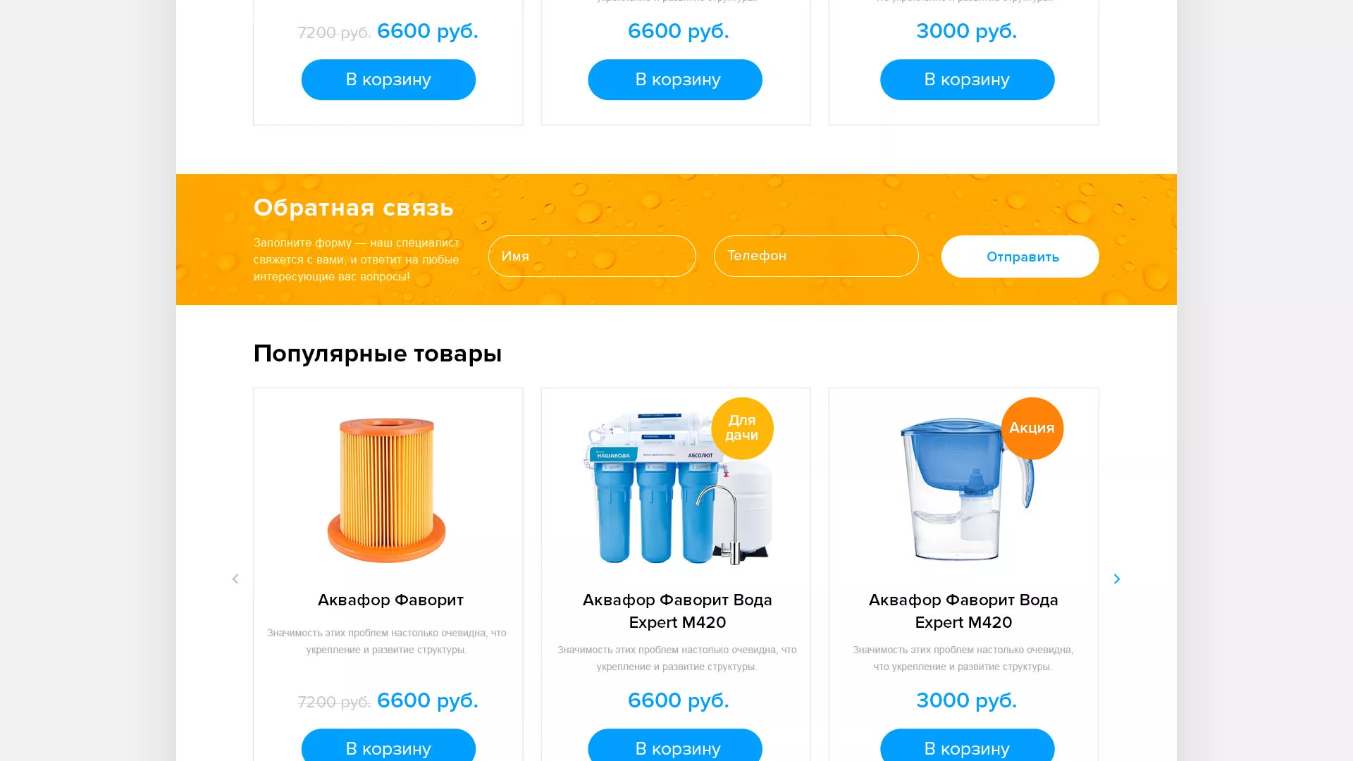 Создание интернет-магазина «Водолей» по продаже фильтров очистных сооружений в Макарове